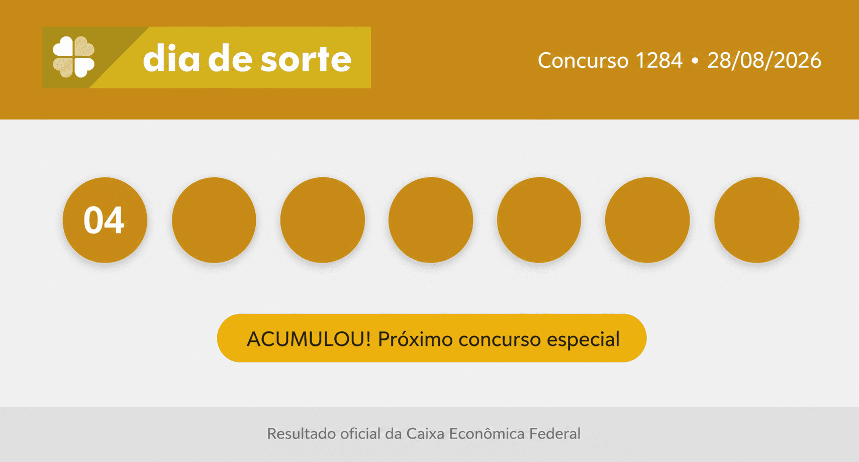 Dia de Sorte de hoje: veja o resultado e os números sorteados no concurso 1284