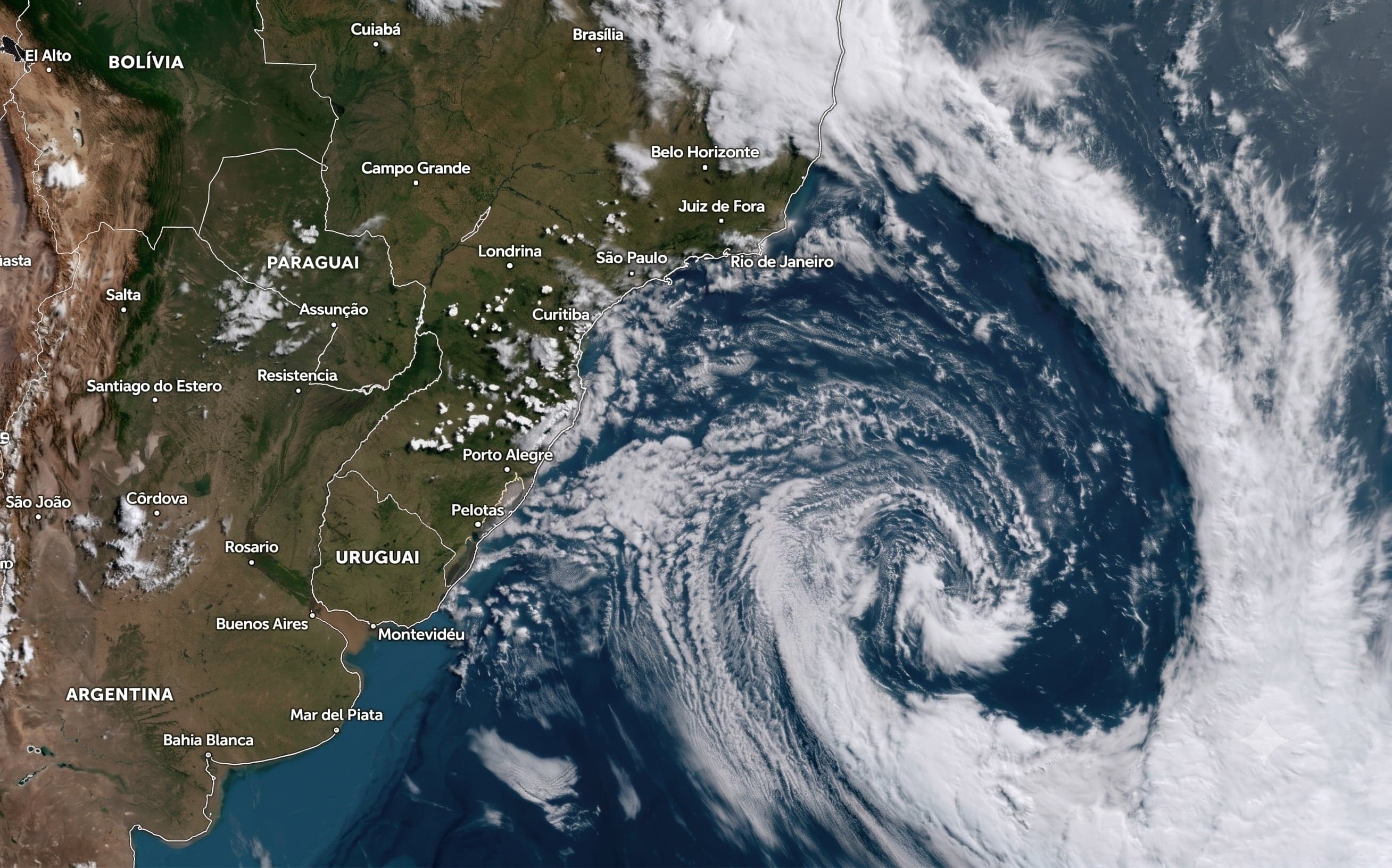 Ciclone extratropical traz instabilidades ao Sul do Brasil