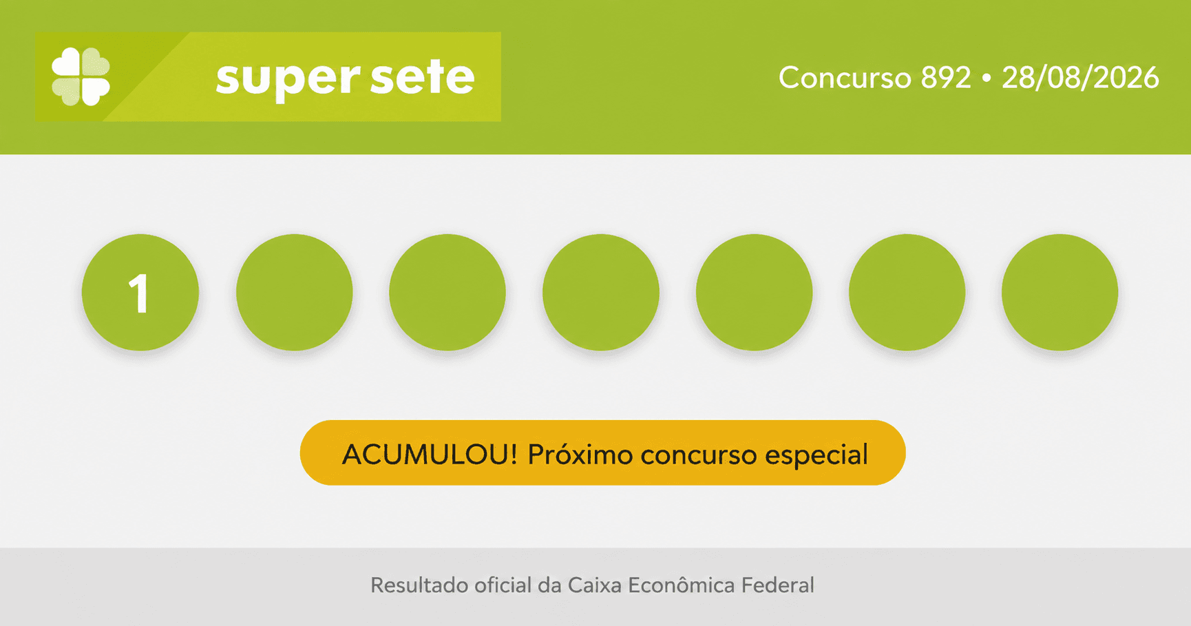 Super Sete de hoje: veja o resultado do concurso 892 e confira os bilhetes premiados