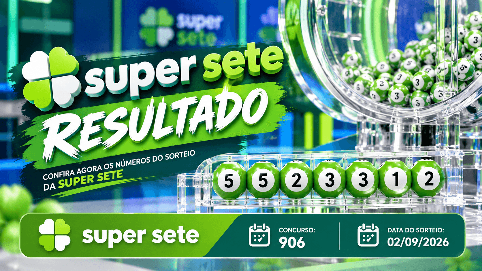 Resultado do Super Sete de hoje: concurso 906 sorteia 5, 5, 2, 3, 3, 1 e 2