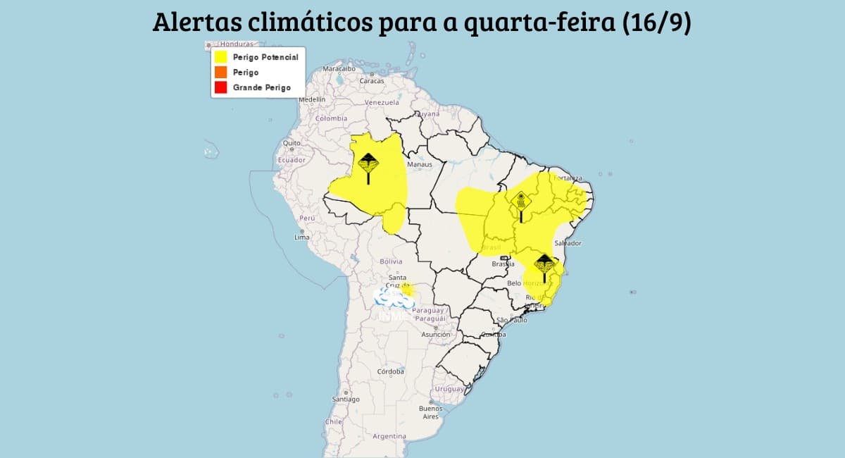 Tempo instável e frio dominam várias regiões do Brasil nesta quarta-feira