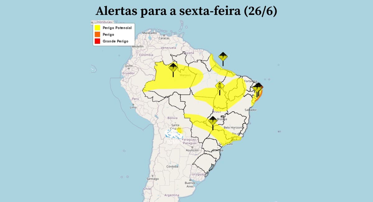 Chuva continua em parte do Brasil; temperaturas sobem no Centro-Sul