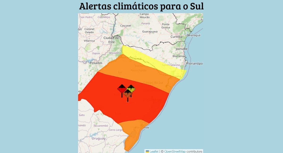 Inmet emite alerta vermelho por chuvas intensas no RS