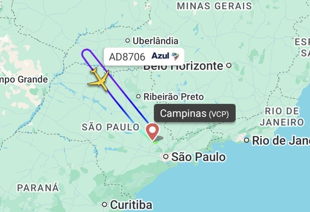 Voo da Azul de Campinas a Orlando retorna após falha técnica