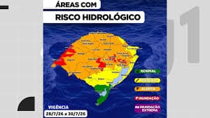 Tempo adverso ameaça regiões com chuvas intensas no Rio Grande do Sul