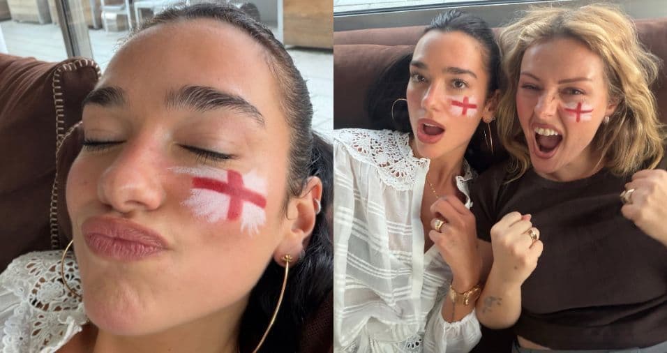 Dua Lipa exibe torcida pela Inglaterra na semifinal da Copa do Mundo