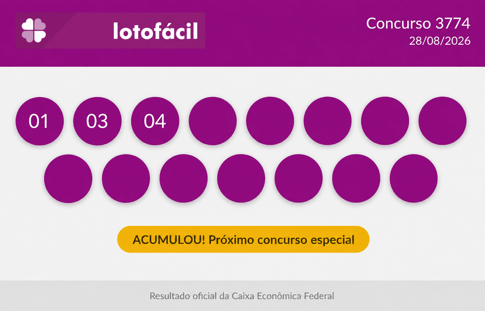 Lotofácil de hoje: veja o resultado e as dezenas sorteadas no concurso 3774