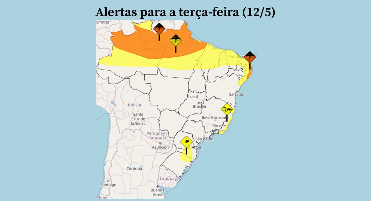 Frente fria provoca temperaturas abaixo de 10°C no Sul do Brasil