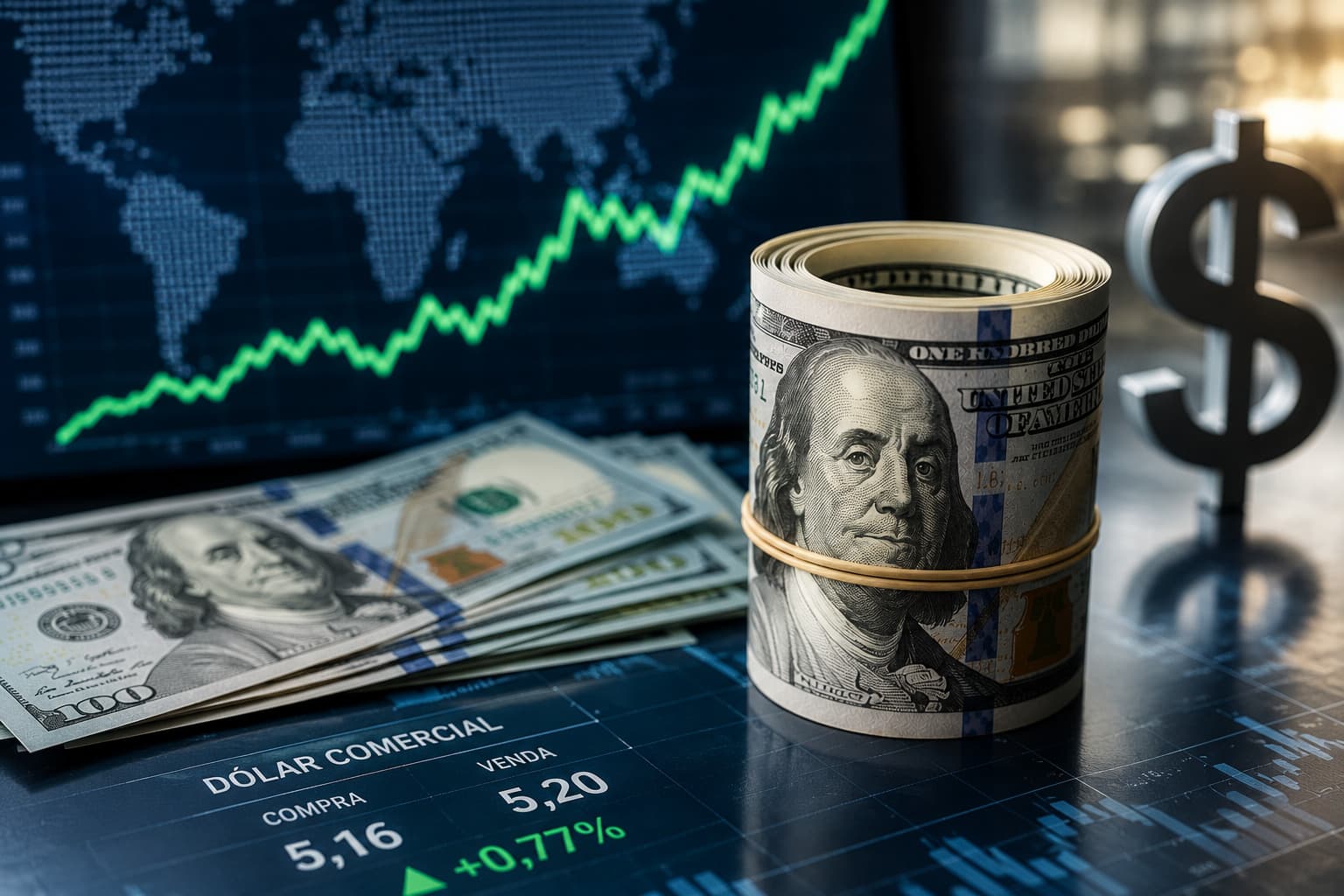 Cotação do dólar hoje: moeda recua levemente e mercado mira Copom e dados externos