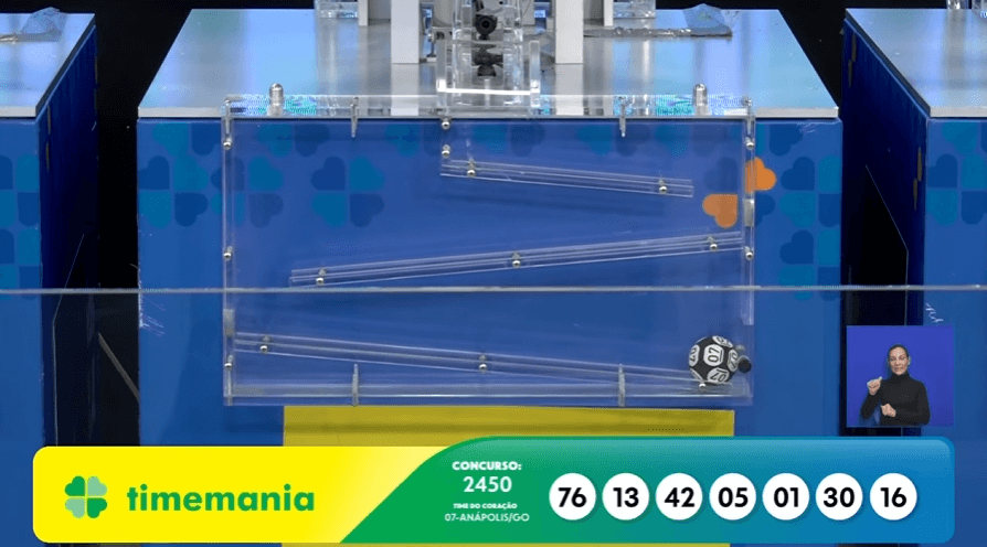 Resultado da Timemania hoje: concurso 2450 sorteia 01, 05, 13, 16, 30, 42 e 76