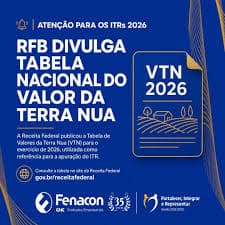 ITR 2026: Receita Federal Atualiza Tabela do Valor da Terra Nua