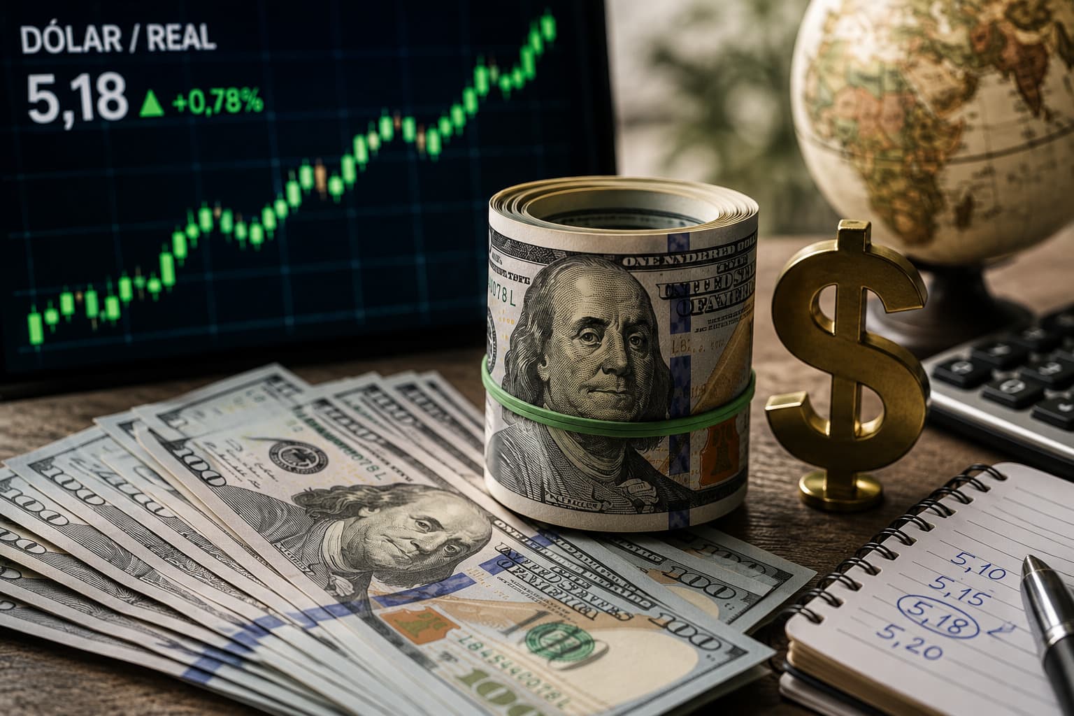 Cotação do dólar hoje: opera estável a R$ 5,089 em dia de leilões do BC e cena eleitoral