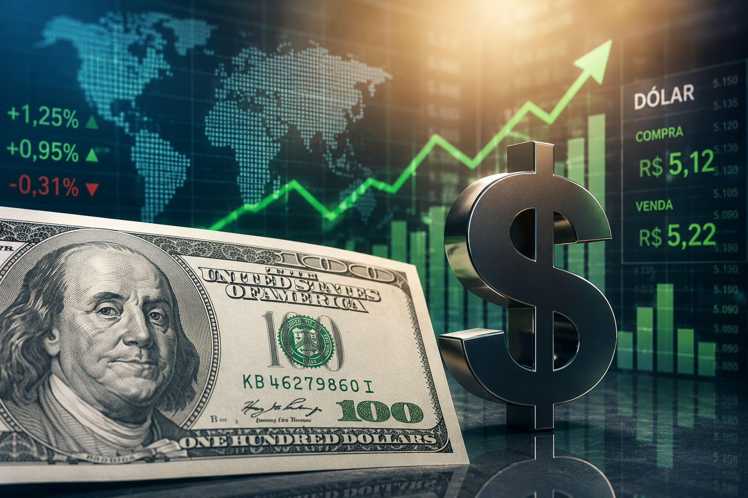 Cotação do dólar hoje (06/08/2026): moeda recua e é negociada perto de R$ 5,10