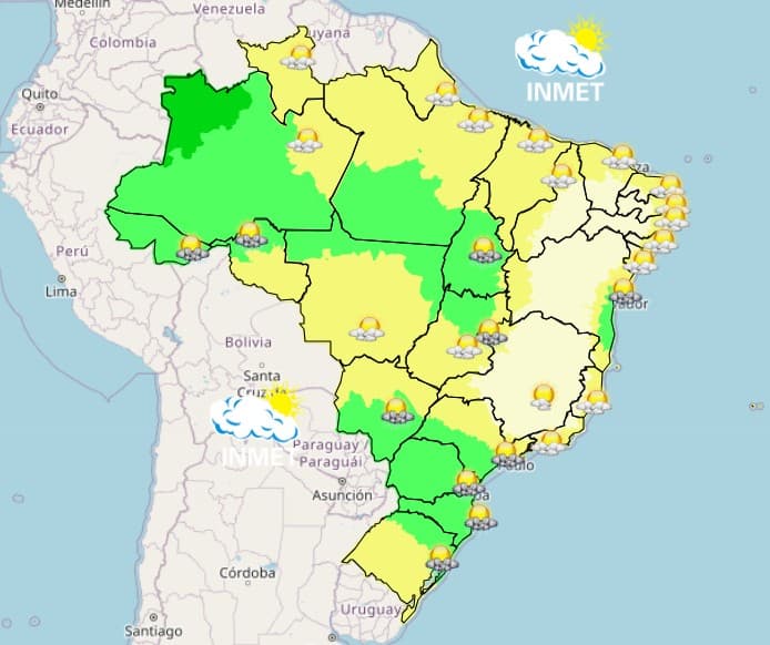 Pancadas de chuva marcam várias regiões do Brasil nesta sexta-feira