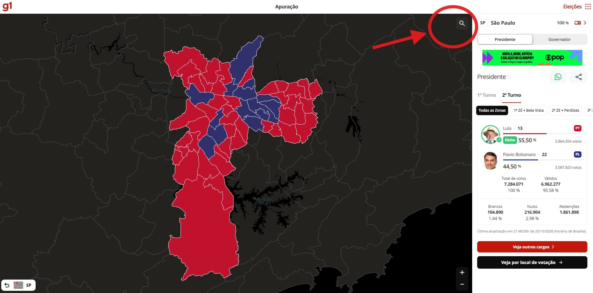 Mapa da Apuração do g1 mostra resultados do 2º turno presidencial e para governador