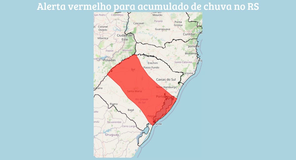 Inmet emite alerta vermelho para chuvas intensas no Rio Grande do Sul